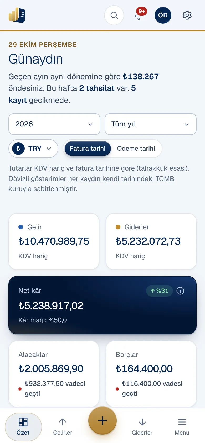Kingo Hesap telefonda: aylık özet ve net kâr kartı